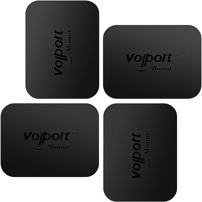 volport Rectangle Metal Plate for Phone Magnet, Magicplate Replacement Disc with Adhesive Backing Sticker for Magnetic Car Mount Holder Cradle Stand (Dashboard/Vent/CD Slot/Windshield)-Black