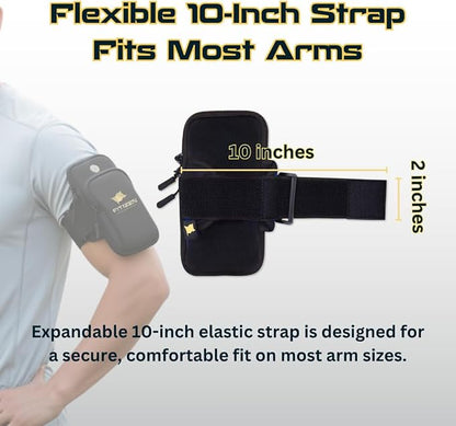 Fitizen Phone Armband for Running – Black Adjustable Water-Resistant Arm Band for iPhone & Android – For the Active Citizen, Secure Workout Phone Holder for Jogging, Gym Walking & Fitness by FitNation