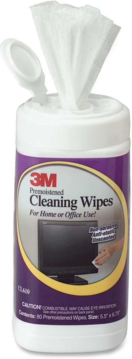 3M CL610 Electronic Equipment Cleaning Wipes, 5-1/2-Inch x6-3/4-Inch, 80 Count
