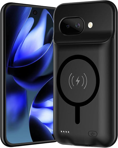 Battery Case for Pixel 9a, Upgraded 10000mAh Battery Pack Rechargeable Charger Case with Wireless Charging Compatible for Pixel 9a(6.3 inch) External Charging Cover(Black)