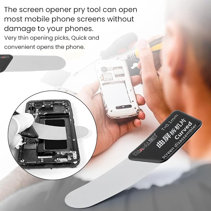 5Pcs Disassembler Pry Tools, Ultra-Thin Separate Screen Curved Spudger, Stainless Steel Mobile Phone Screen Pry Blade, Repair Opening Tool for Smartphone Curved-Screen LCD Casing(5pcs)