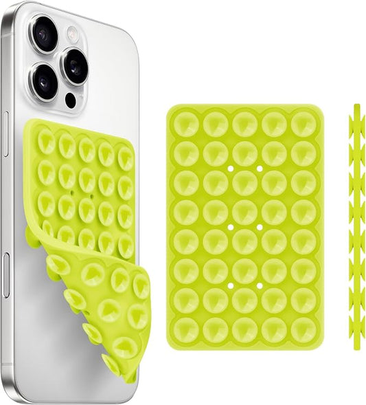 QxbBox Silicone Suction Cup Phone Case Mount Double Sided, Hands-Free Strong Grip Holder for Selfies and Videos,Silicon Sticky Phone Grip with Higher Suction Power for Cell Phone Green