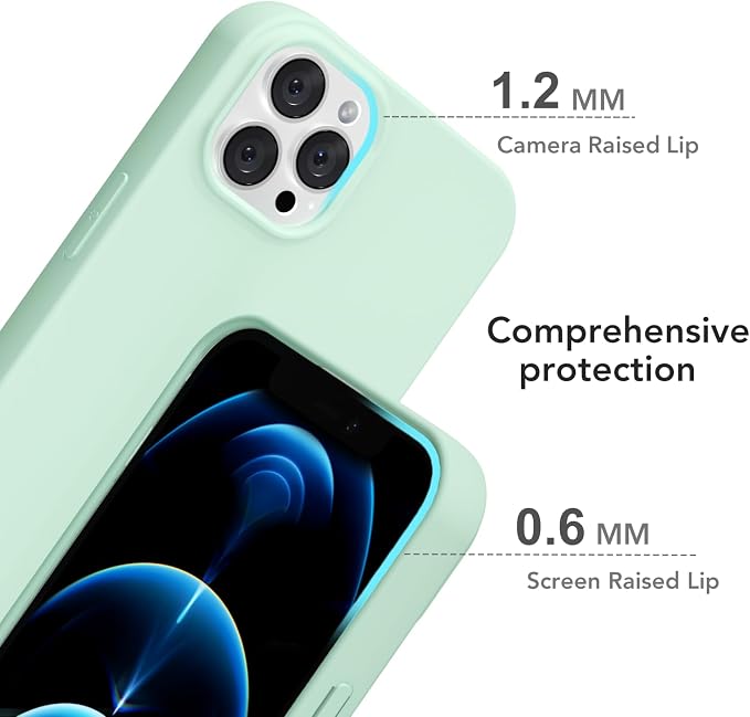 for iPhone 12 Pro Max Case Silicone Compatible with Magsafe Case, Ultra Slim Thin Magnetic Phone Cases Mag Safe, Cute Soft Rubber Gel Matte Plain Wireless Charging Cover for Women, Mint Green