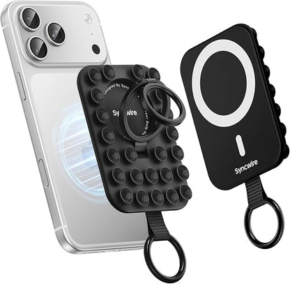 Syncwire Magnetic Suction Phone Mount for MagSafe, Silicone Octo Cup Buddy Sticky Grip Ring Holder, Hands-Free/Selfie/Video for TikTok & Instagram Influencer/Creator, iPhone Compatible,Midnight Black