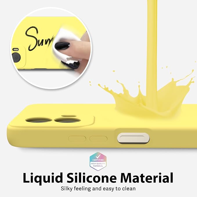 oakxco for Motorola Moto G Power 5G 2024 Phone Case Liquid Silicone, Thin Slim Soft Rubber Gel TPU Plain Simple Cover for Women Girl Cute, Matte Solid Color, Yellow
