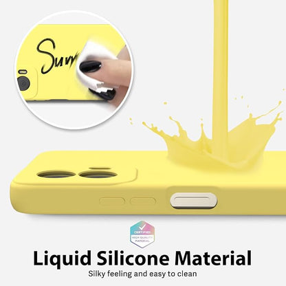 oakxco for Motorola Moto G Power 5G 2024 Phone Case Liquid Silicone, Thin Slim Soft Rubber Gel TPU Plain Simple Cover for Women Girl Cute, Matte Solid Color, Yellow