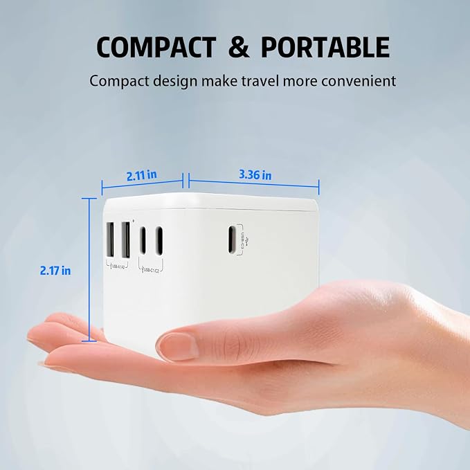 EP 85W Universal Travel Adapter, International Power Adapter with 3 USB-C & 2 USB-A Ports, Worldwide Plug Adaptor Wall Charger, Travel Essentials for US/CA/EU/UK/AU/JP ＆ 150+ Countries (Type C/G/A/I)