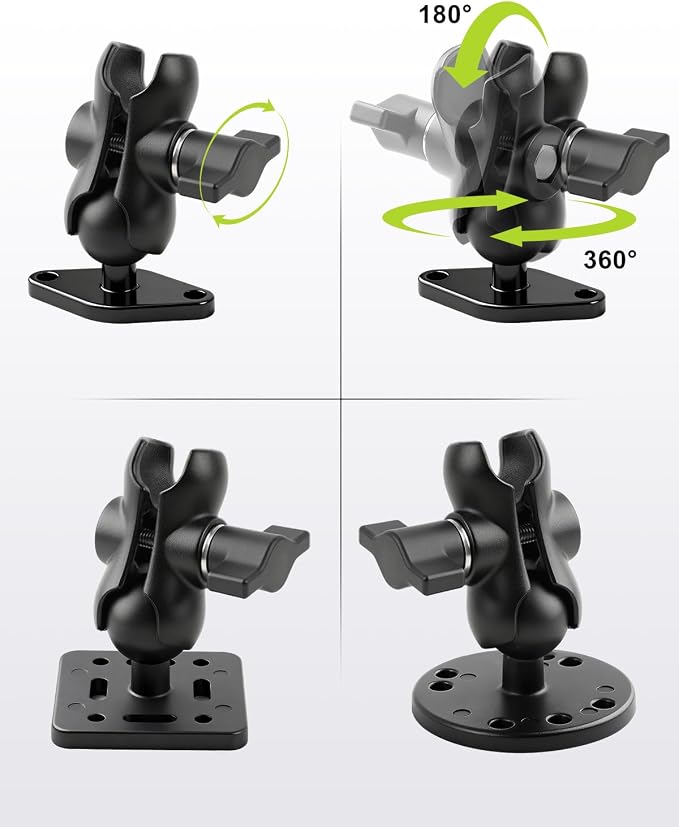1" Ball Double Socket Arm with AMPS Ball Mount Base, Aluminum Alloy Universal Electronic Device Mount Ball (Square Base)