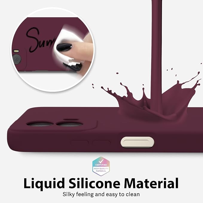 oakxco for Motorola Moto G Power 5G 2024 Phone Case Liquid Silicone, Thin Slim Soft Rubber Gel TPU Plain Simple Cover for Women Girl Cute, Matte Solid Color, Burgundy Wine