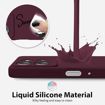 oakxco for Motorola Moto G Power 2025 Phone Case Liquid Silicone, Cute Thin Slim Grip Soft Rubber Gel for Women Men, Smooth Matte TPU Plain Bright Color Girly Case with Camera Cover, Burgundy Wine