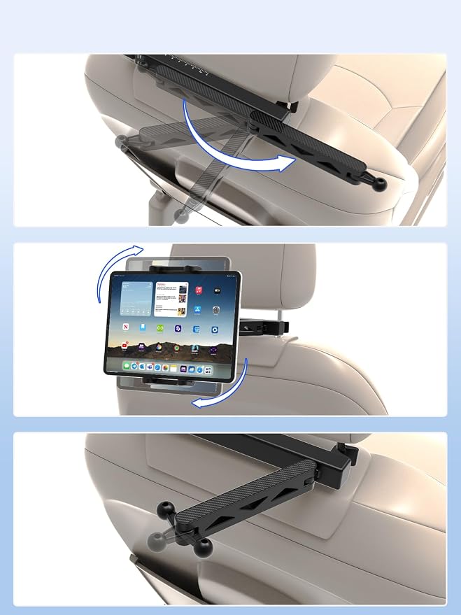 LYFlCCS Headrest Car Tablet Holder Mount with Flexible Arm Special for iPad Pro 12.9, Long Trip Back Seat Mount Fit Thickness Case for iPad air, mini, Galaxy Tab and More 4.7-13" Phone & Tablet