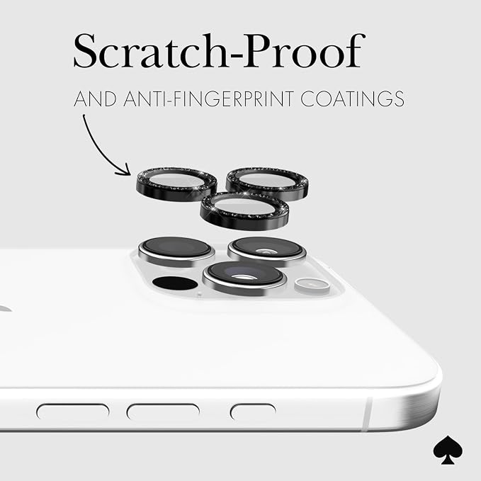 kate spade new york iPhone 16 Pro Max/iPhone 16 Pro Camera Lens Protector with Aluminum Ring - Set in Stone Nightfall