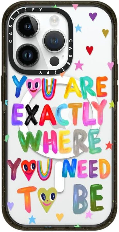 CASETiFY Impact iPhone 14 Pro Case [4X Military Grade Drop Tested / 8.2ft Drop Protection/Compatible with Magsafe] - You are Exactly - Glossy Black