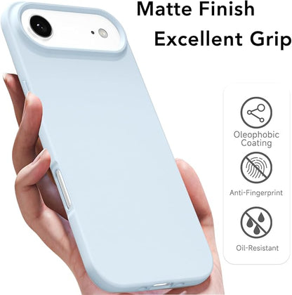 for iPhone 17 Air Case Silicone Compatible with Magsafe Case, Ultra Slim Thin Magnetic Phone Cases Mag Safe, Cute Soft Rubber Gel TPU Matte Plain Wireless Charging Cover for Women, Light Blue