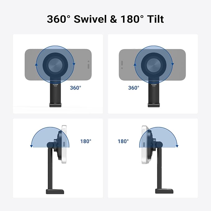 NEEWER Entry Level Version Magnetic Phone Holder Tripod Mount Adapter, 360° Compact Lightweight Portable Compatible with MagSafe iPhone Samsung Android for Video Recording, PA153
