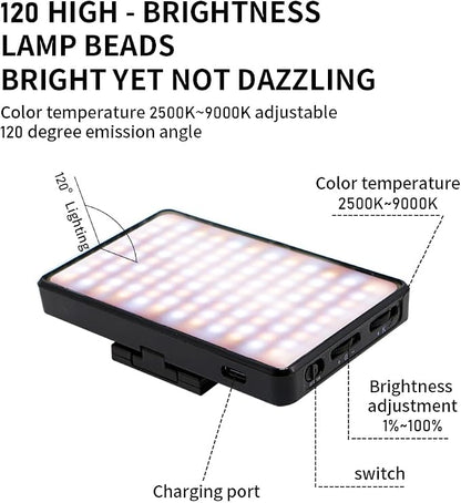 Tattoo Light with 120 LED Beads and 52MM CPL Filter Lens 360° Rotatable Clip Tattoo Equipment Supplies TikTok Remove Glare LED Polarized Fill Light for Video Recording,for Phone, Camera, Laptop, iPad