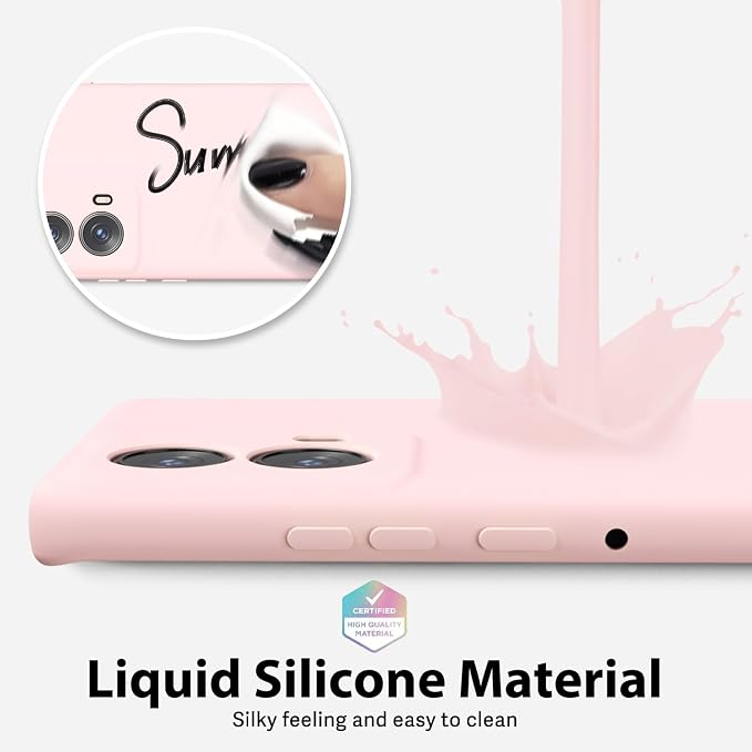 oakxco for Motorola Moto Edge 2024 Phone Case Liquid Silicone, Thin Slim Soft Rubber Gel TPU Plain Protective Simple Cover for Women Girl Cute, Matte Solid Color Aesthetic, Pink Sand