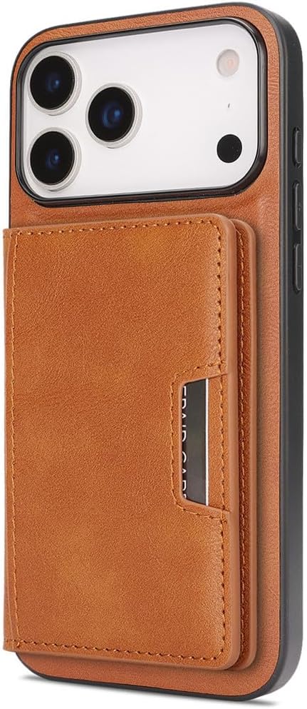 Flip Case for iPhone 17 Pro Max/17 Pro/17 Air/17,Heavy Duty Protection Magnetic Suction Detachable Card Holder Phone Case Folio Stand Wireless Charging Cover (17 Pro,Orange)