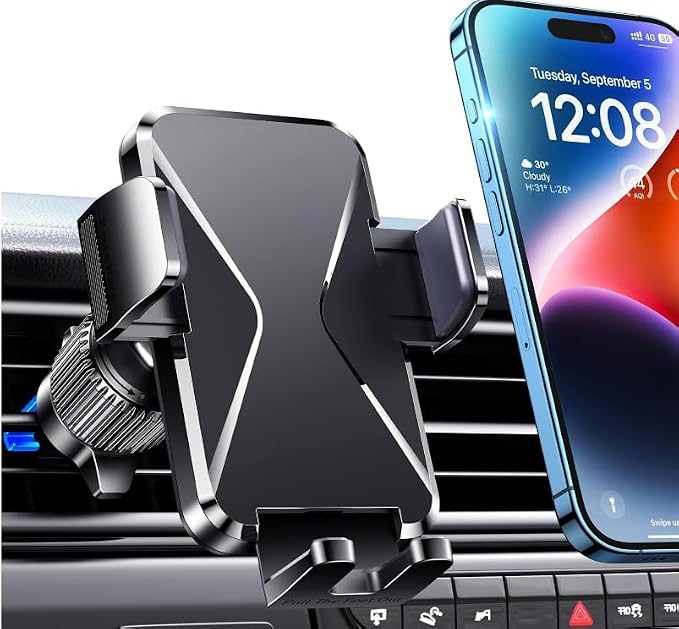 Car Phone Holder Vent [Thick Cases Friendly] Phone Mount for Car Air Vent 360° Rotate Hands Free Cell Phone Holder for Car Automobile Cradle for All iPhone Android Smartphone