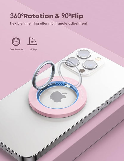 Lamicall Magnetic Phone Ring Grip Holder, 360° Rotating with Smooth Damping, Finger Ring Holder Stand, Mag Kickstand Accessories for iPhone 17 Pro Max, Pinky