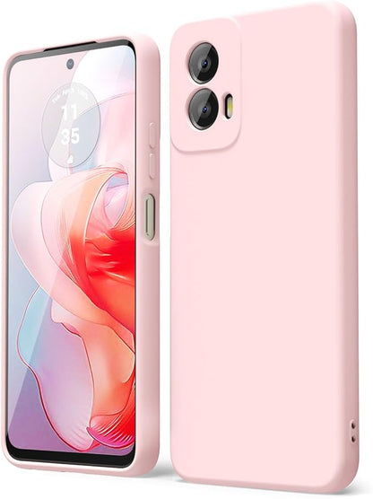 oakxco for Motorola Moto G Power 5G 2024 Phone Case Liquid Silicone, Thin Slim Soft Rubber Gel TPU Plain Simple Cover for Women Girl Cute, Matte Solid Color, Light Pink