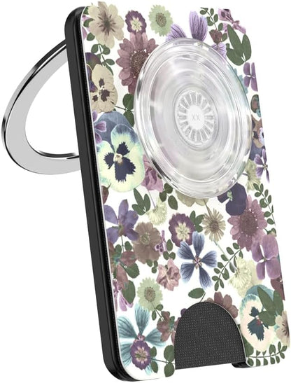 PopSockets Kick-Out Wallet for MagSafe, Adjustable Kickstand, Magnetic Stand - Pressed Flower