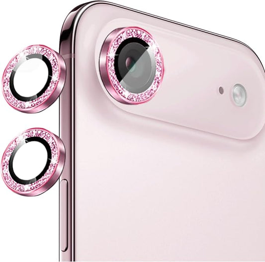 Compatible for iPhone Air Camera Lens Protector Bling, Cute Sparkle Glitter Camera Cover for Women, Individual Ring, Anti-Scratch 2 Pack Protectors for 17 Air (1 Rugular Use + 1 Extra), Pink