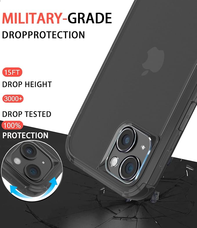 Diverbox for iPhone 13 Case [Shockproof] [Dropproof] [with Screen Protector ] 3in1 Heavy Duty Protection Phone Case Cover for Apple iPhone 13 (Matte Black)