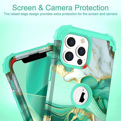 Hocase for iPhone 13 Pro Max Case, Heavy Duty Shockproof Protection Soft Silicone Rubber Bumper+Hard Plastic Hybrid Protective Case for iPhone 13 Pro Max (6.7") 2021 - Mint Green