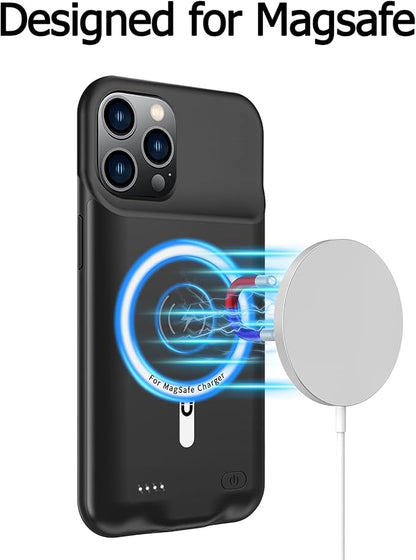 Battery Case for iPhone 12 Pro Max,12000mAh Portable Protective Charging Case with Wireless Charging Compatible with iPhone 12 Pro Max (6.7inch) Extended Battery Pack Charger Case with Carplay (Black)