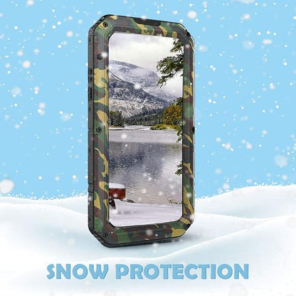 Mitywah Waterproof Case for iPhone XR, Heavy Duty Shockproof Case with Built-in Screen Protector, Full Body Underwater Protective Metal Case 6.1 inch, Camouflage