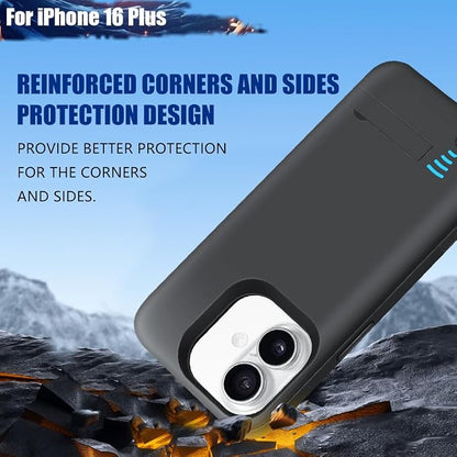 Sitong Battery Case for iPhone 16 Plus, 6000mAh Rechargeable Extended Battery Charging/Charger Case, Add 100% Extra Juice (6.7 Inches) Black