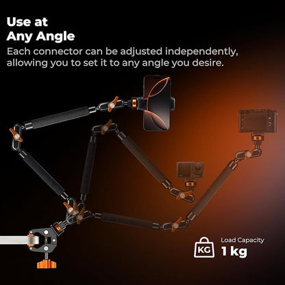 K&F CONCEPT 22" Magic Arm Clamp Kit, Overhead Desk Camera Mount, Long Articulating Friction Boom Arm for Phone, Action Camera, LED Light, Microphone