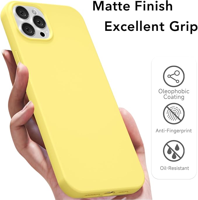 for iPhone 12 Pro Max Case Silicone Compatible with Magsafe Case, Ultra Slim Thin Magnetic Phone Cases Mag Safe, Cute Soft Rubber Gel TPU Matte Plain Wireless Charging Cover for Women, Yellow