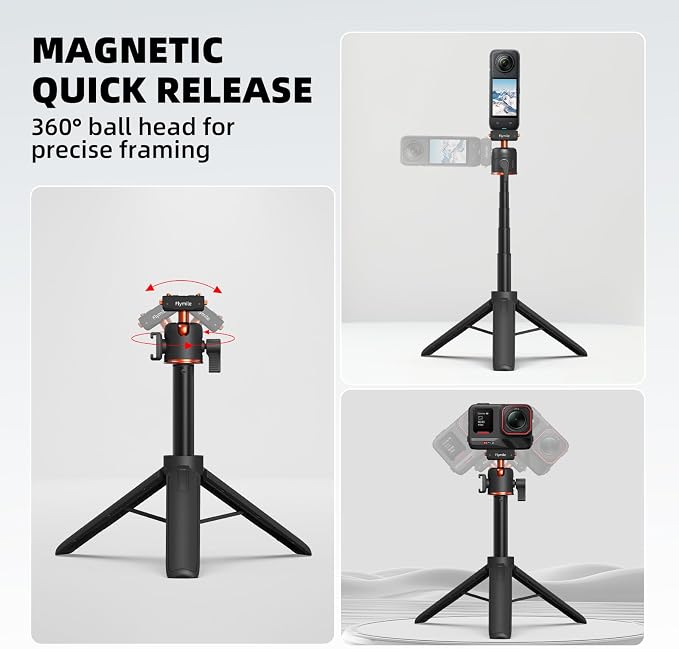 Tripod for Insta360 X5 ACE Pro 2, 21” Selfie Stick Quick Release Extension Rod Mini Table Desk Portable Handle Grip Stand with Cold Shoe for Insta 360 X5 X4 Air, ACE Pro 2 Accessories