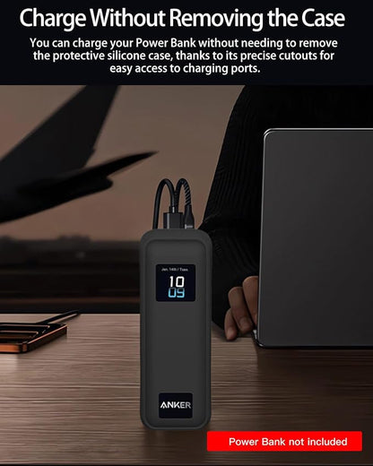 Silicone Case for Anker Prime Power Bank 220W 100mAh,Soft Silicone Protective Cover for Anker Prime Power Bank,Shockproof,Fall-Resistant,Black