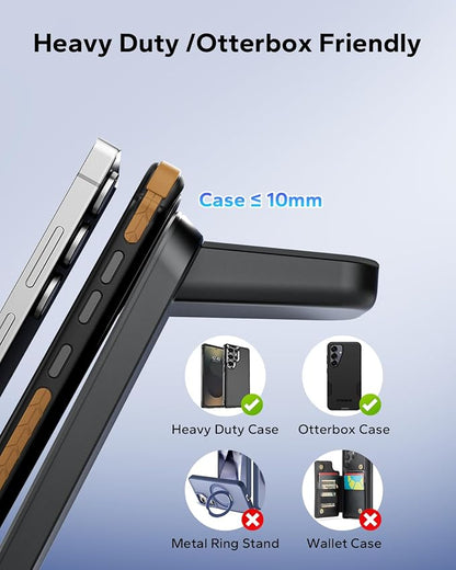 3 in 1 Charging Station for Samsung for Thick Cases of 10MM/Otterbox/Heavy Duty, Wireless Charger for Samsung Galaxy S26 Ultra/S25/S24, Phone Charger Stand for Galaxy Watch and Buds(Black)