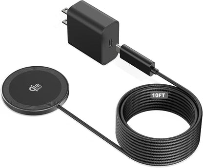 25W Magnetic Wireless Charger, 10FT Fast Charging Pad Qi2.2 Wireless Charge for iPhone 17 16 /AirPods3/2/Pro/for Galaxy S26 Ultra/Pixel 10 Series, Portable Charger for Desk& Travel(1Pack,Black)