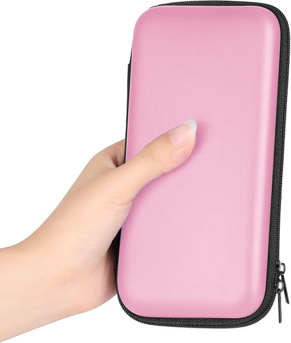 iMangoo Travel Essential Electronics Organizer Pouch Charger Case, Shockproof Dual Zipper Power Bank Cables Tech Accessories Purse, Men & Women Travel Must Have Storage Bag, 6.5x3.2x1 inch Pink