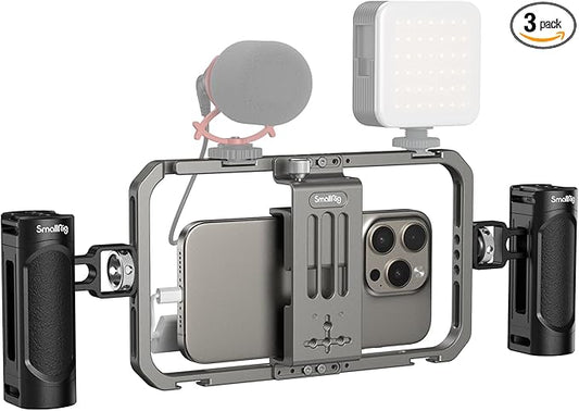 SmallRig Universal Phone Cage, Smartphone Video Rig Kit with Handles, Handheld Filmmaking Vlogging Case Stabilizer for Videomaker, for iPhone 17/16/15 for Samsung for Pixel and Other Android Phones