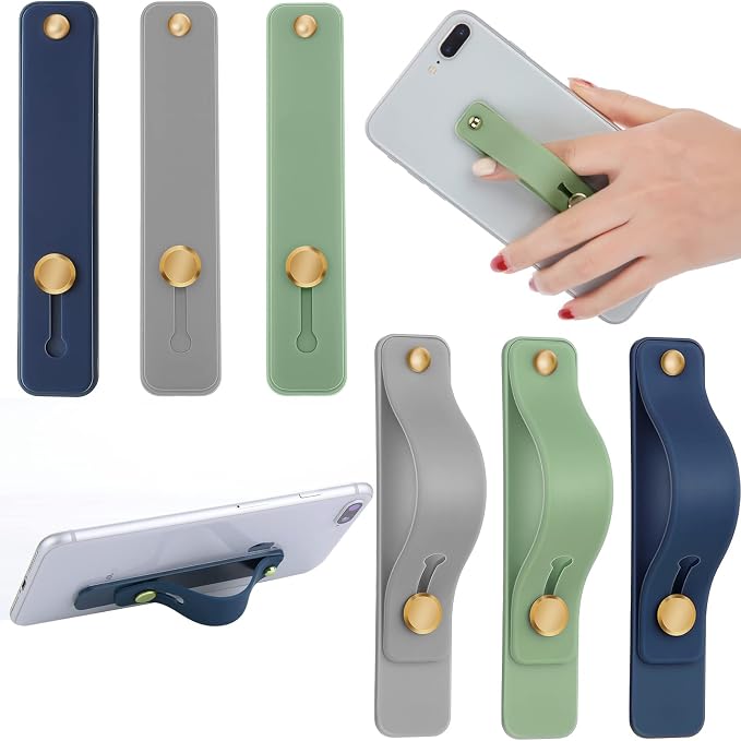 Weewooday 6 Pieces Phone Grip Holder Cell Phone Grip Strap Telescopic Finger Strap Stand Universal Finger Kickstand for Most Smartphones(Charming Colors)