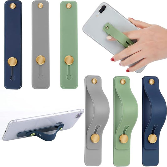 Weewooday 6 Pieces Phone Grip Holder Cell Phone Grip Strap Telescopic Finger Strap Stand Universal Finger Kickstand for Most Smartphones(Charming Colors)