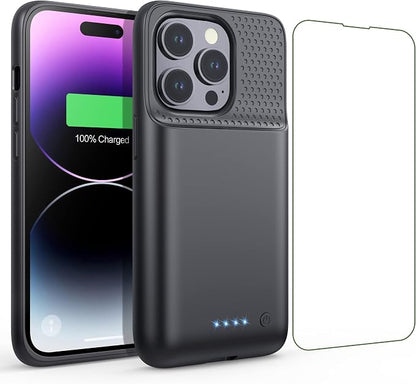 Feob Battery Case for iPhone 14 Pro(6.1inch),Powerful 7200mAh Ultra-Slim Battery Charging Case,Rechargeable Protective Extended Charger Cover for iPhone 14 Pro-Black