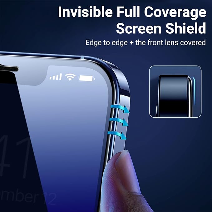 UltraGlass UNBREAK TOP 9H+ Glass for iPhone 12 Pro Max Screen Protector [Military Grade Shatterproof & Longest Durable] Full Screen iPhone 12 Pro Max Glass, 2024 Upgrade, 2 Packs