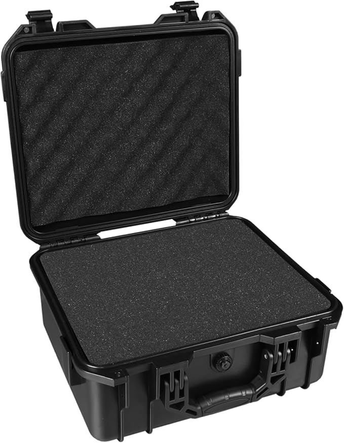 Jack Boss Hard Case, 13.6 x 11.4 x 6 Inch Portable Weather Waterproof Protective Camera Case with Customizable Foam, Fit Use of Drones, Camera, Equipments，Black