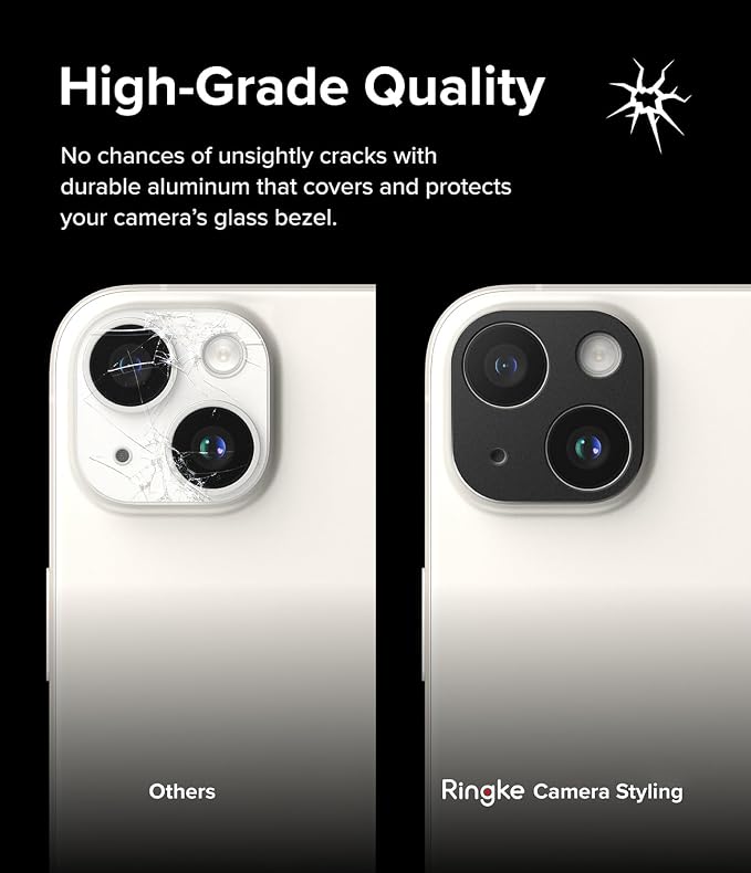 Ringke Camera Styling [Make the Phone Look Better] Compatible with iPhone 15 Camera Lens Protector and iPhone 15 Plus Camera Lens Protector, Protective Stylish Aluminum Frame - Black