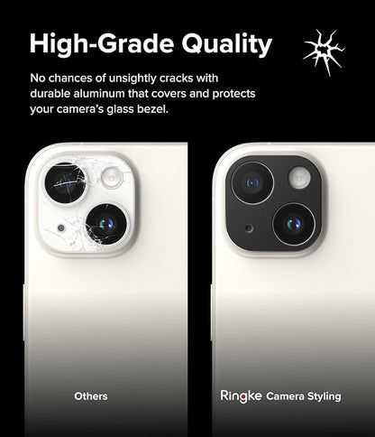 Ringke Camera Styling [Make the Phone Look Better] Compatible with iPhone 15 Camera Lens Protector and iPhone 15 Plus Camera Lens Protector, Protective Stylish Aluminum Frame - Black