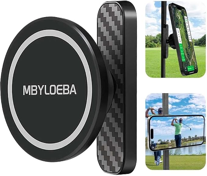 Magnetic Golf Cart Phone Holder & Gym Mount - N52 Strong Magnet for Any Metal Surface, Versatile Golf Cart Accessories, Birthday Gifts for Men Husband, Fits MagSafe iPhone 17-12 (Black)