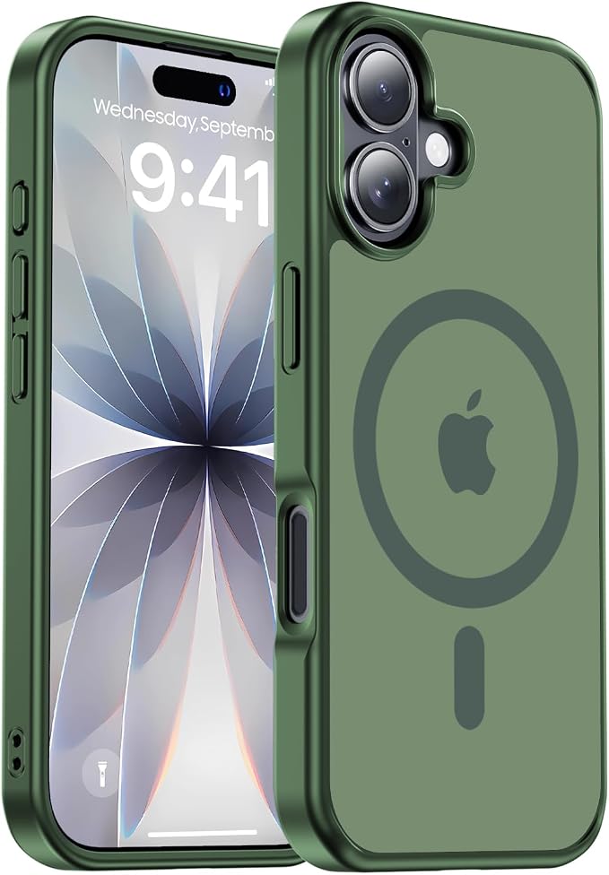 Strong Magnetic for iPhone 17 case [10Ft Military-Grade Protection] Compatible with fit MagSafe Shockproof Slim Thin Cover case for iPhone 17 6.3 inch, Alpine Green
