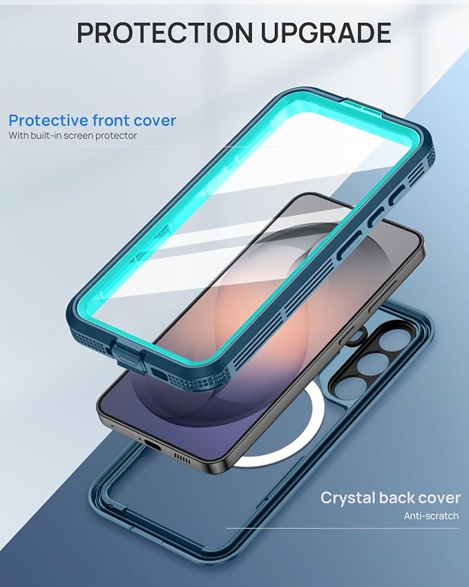Lanhiem Magnetic for Samsung Galaxy S26+ Plus Case, IP68 Waterproof Dustproof Case, [Compatible with Magsafe] [Built-in Screen Protector] Full Body Heavy Duty Rugged Phone Cover 6.7 inch, Blue